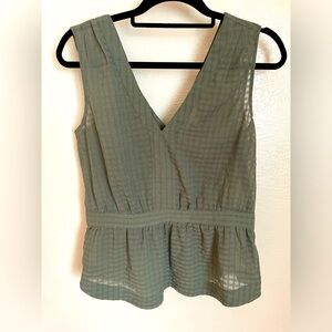 Banana Republic Olive Green Textured Peplum Blouse